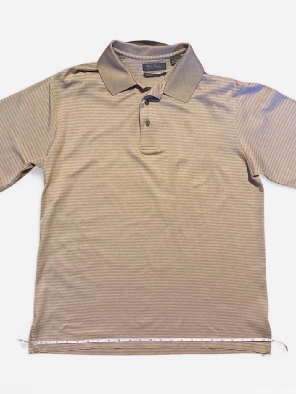 Daniel Cremieux Light Beige Striped Short Sleeve Polo